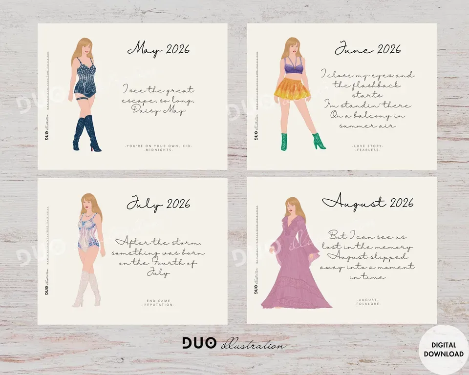 TS 2026 Calendar Wall Art with Eras Outfits