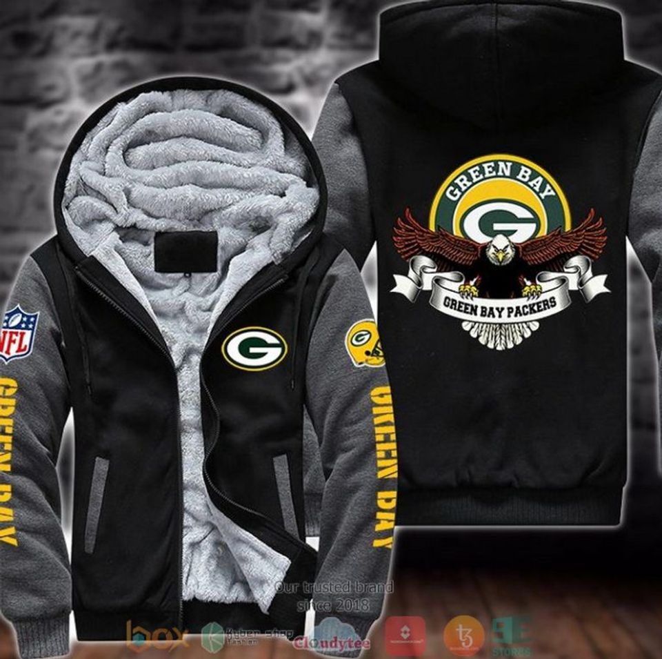 Green Bay Packers Logo Eagle 3D Fleece Hoodie