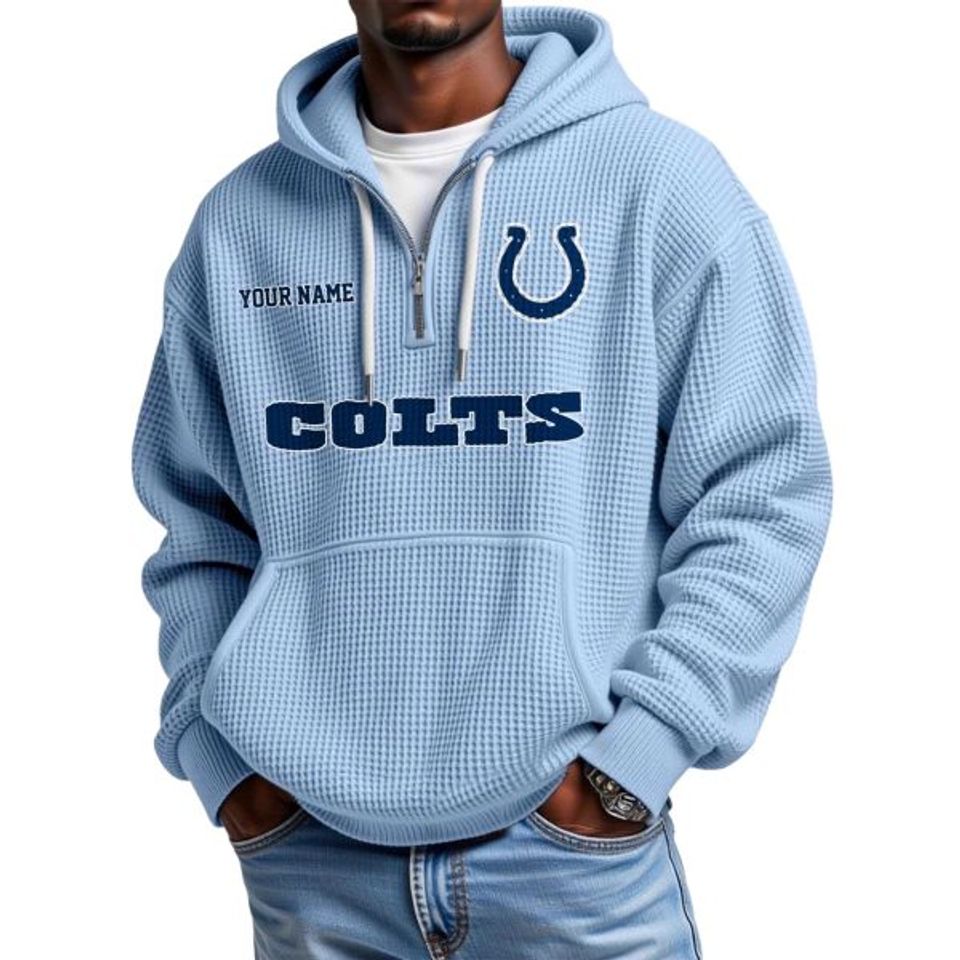 Colts Personalized Quarter Zip Waffle Hoodie