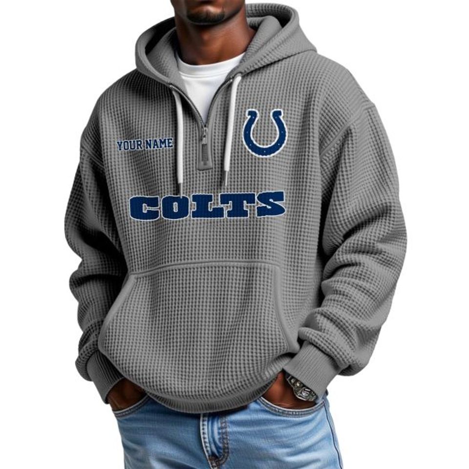 Colts Personalized Quarter Zip Waffle Hoodie