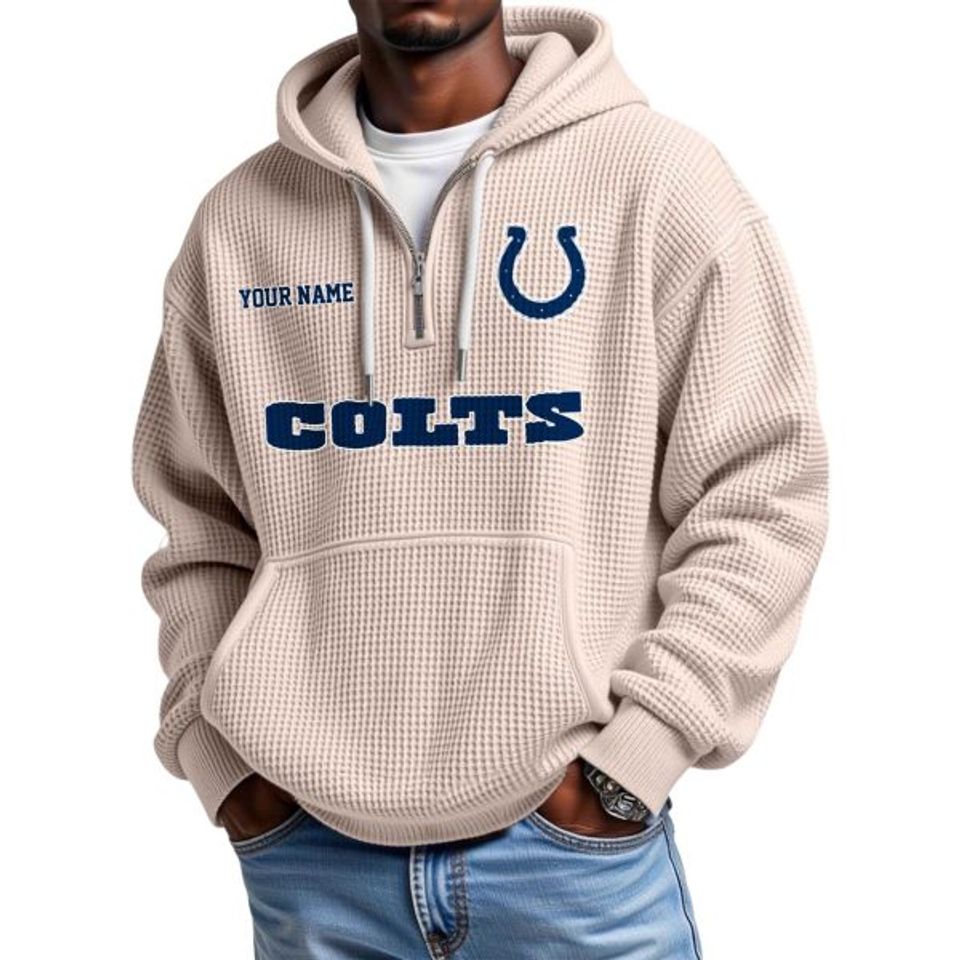 Colts Personalized Quarter Zip Waffle Hoodie