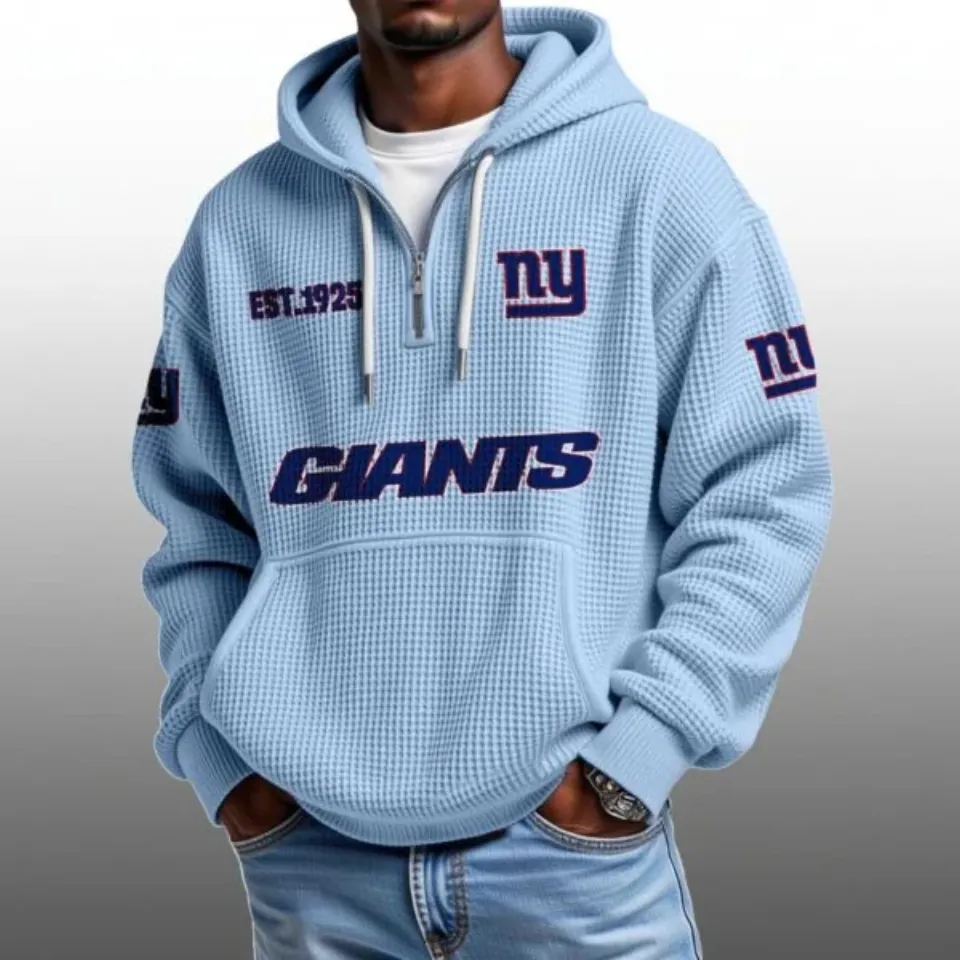 NY Giants EST 1925 Half Quarter Zip Waffle Hoodie