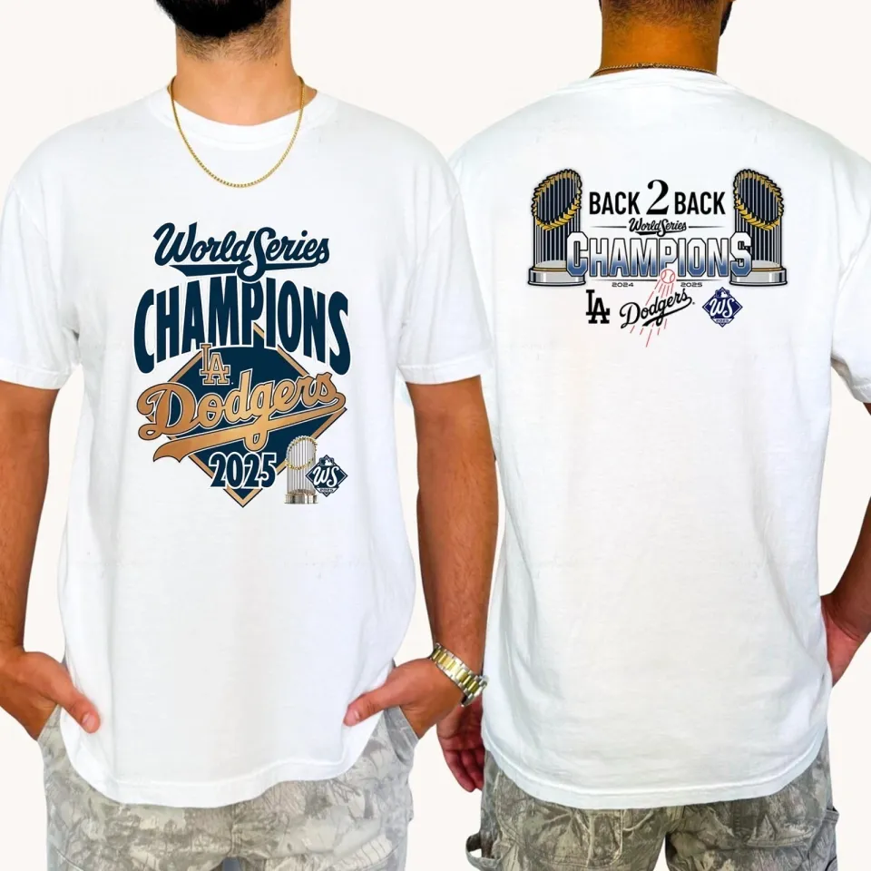 Dodgers World Series Champions Back To Back Graphic Tee Two Sided