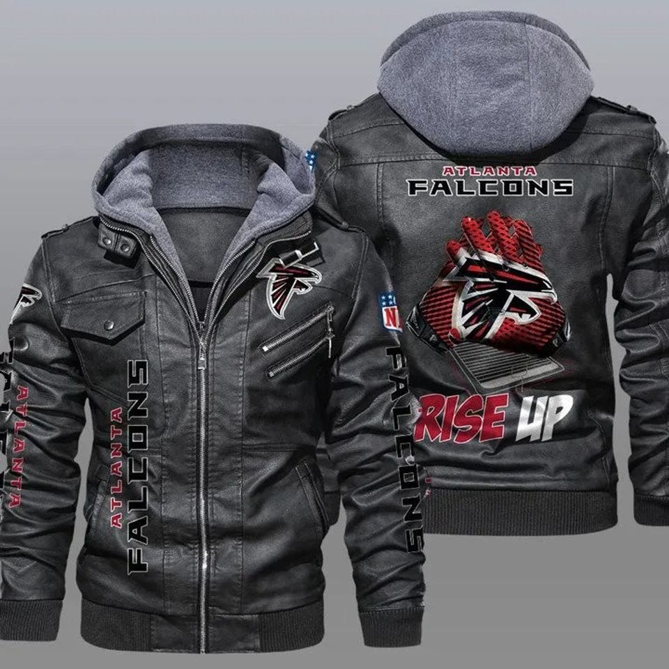 Atlanta Falcons Hooded Leather Jacket For Men, Football Lover Gift
