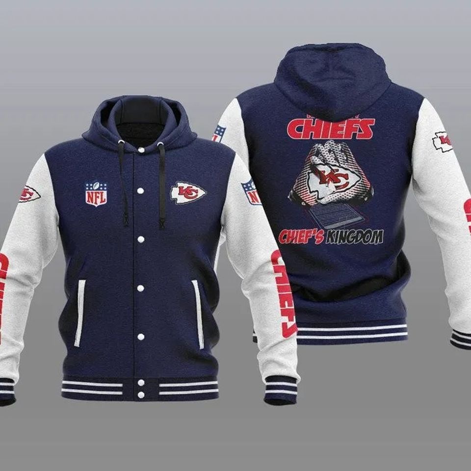 Kansas City Chiefs Hooded Varsity Jacket, Football Lover Gift, Game Day Jacket
