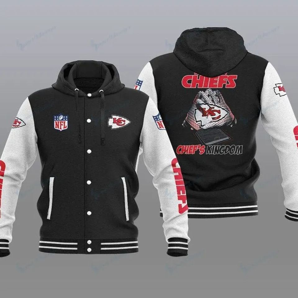 Kansas City Chiefs Hooded Varsity Jacket, Football Lover Gift, Game Day Jacket