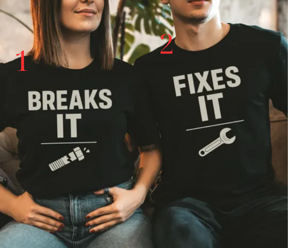 Funny Matching Couples Shirts, Retro Valentine's Day Tees