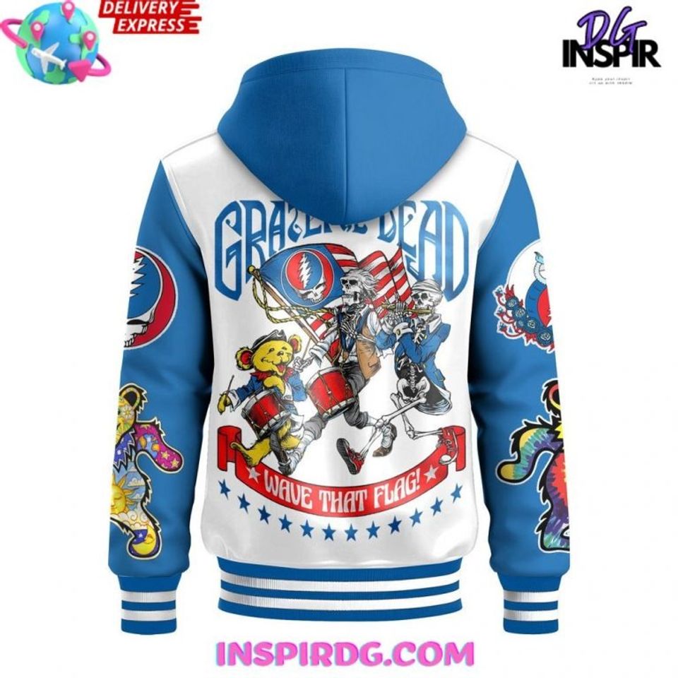 Grateful Dead Wave That Flag Hooded Varsity Jacket