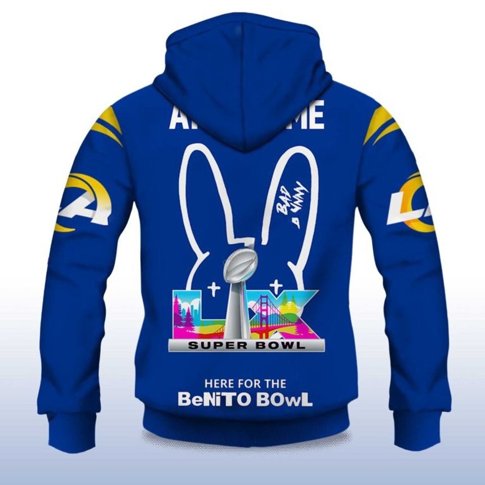 Personalized Rams Bad Bunny Bowl LX 2025 2026 Zipper Hoodie