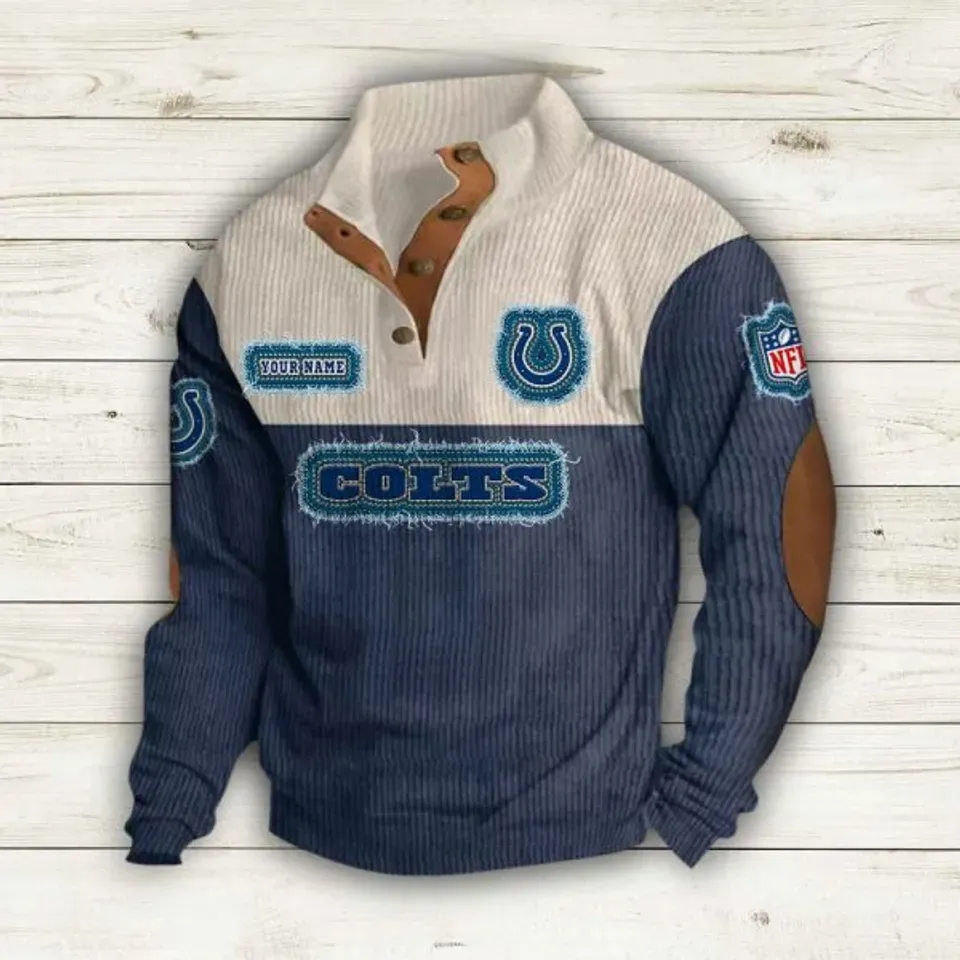 Personalized Indianapolis Colts Corduroy Stand Collar Sweatshirts