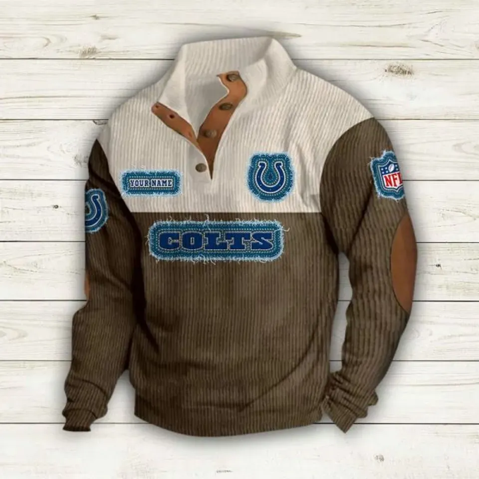 Personalized Indianapolis Colts Corduroy Stand Collar Sweatshirts