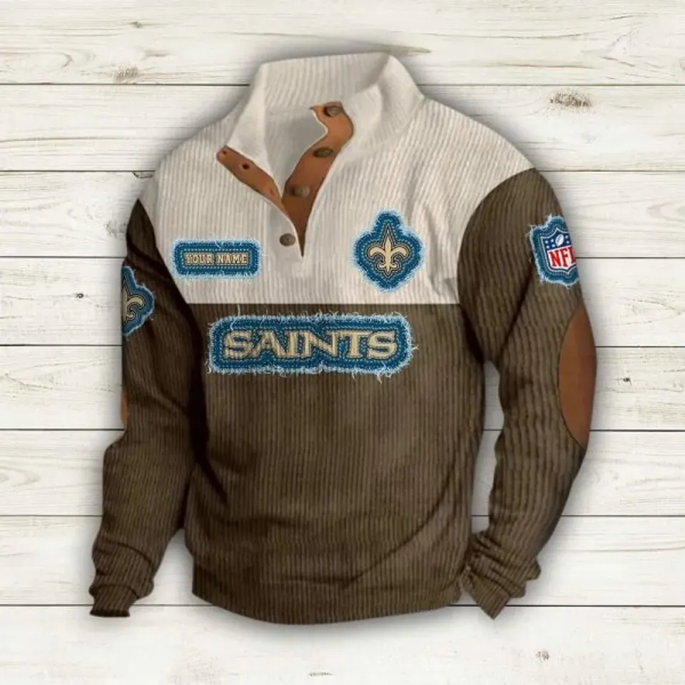 Personalized New Orleans Saints Corduroy Stand Collar Sweatshirts