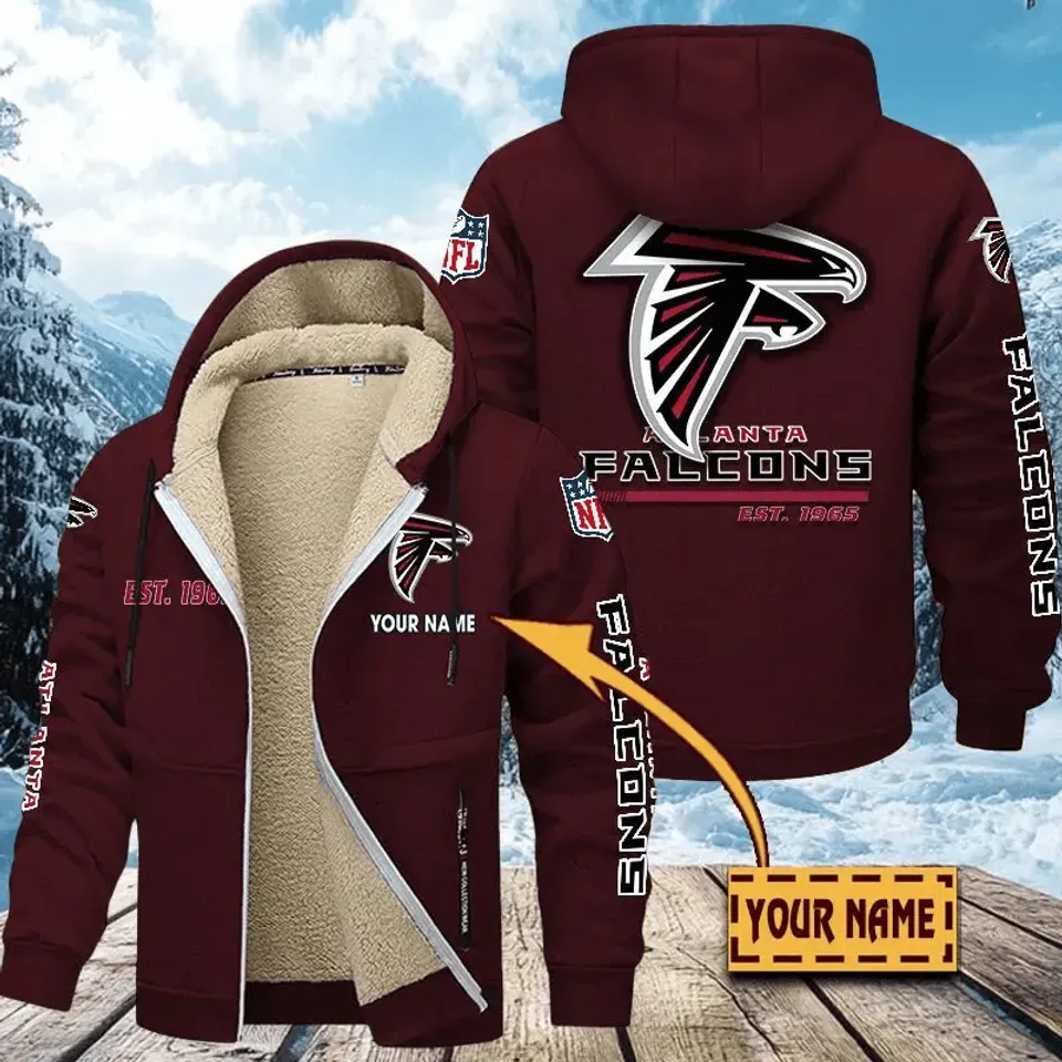 Personalized Atlanta Falcons Hoodie Zip Velvet Coat