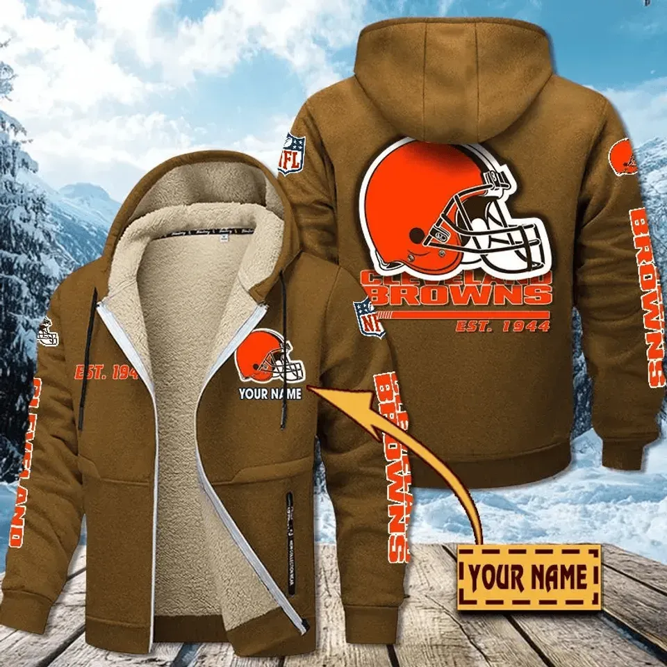 Personalized Cleveland Browns Hoodie Zip Velvet Coat