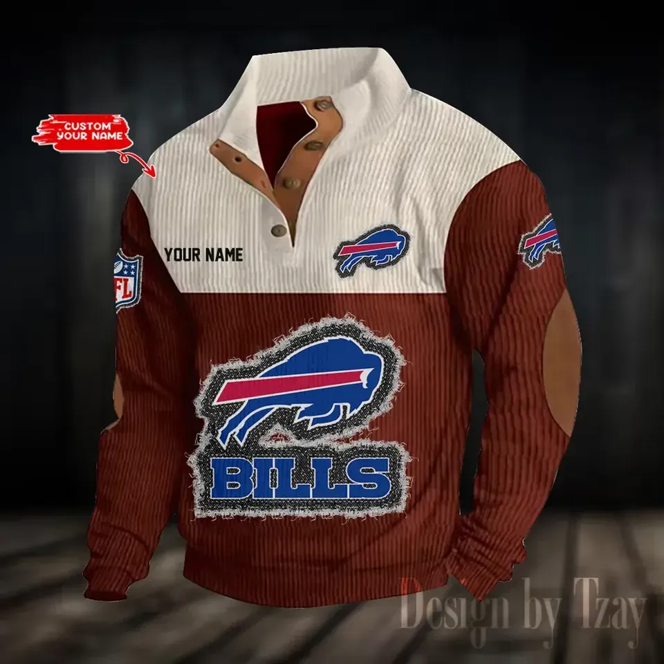 Personalized Buffalo Bills Corduroy Stand Collar Sweatshirt, Gift For Men