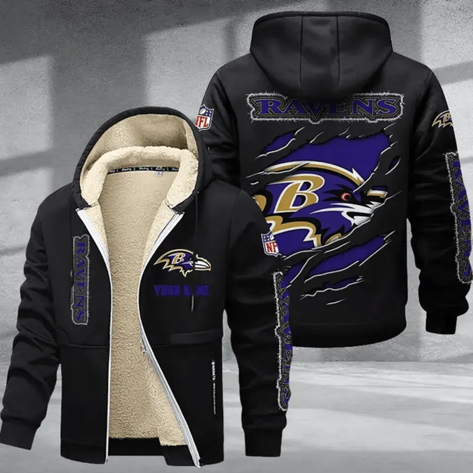 Baltimore Ravens Fan Sherpa-Lined Zip Hoodie