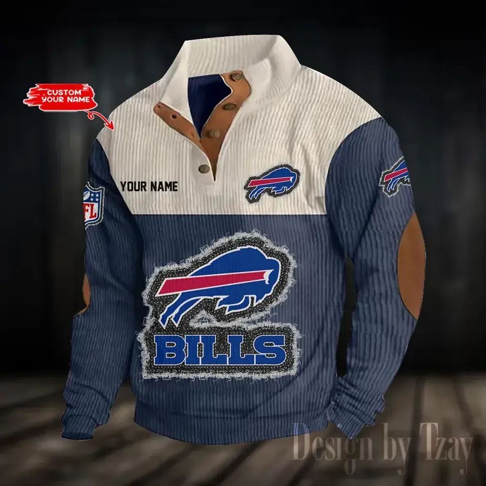 Personalized Buffalo Bills Corduroy Stand Collar Sweatshirt, Gift For Men