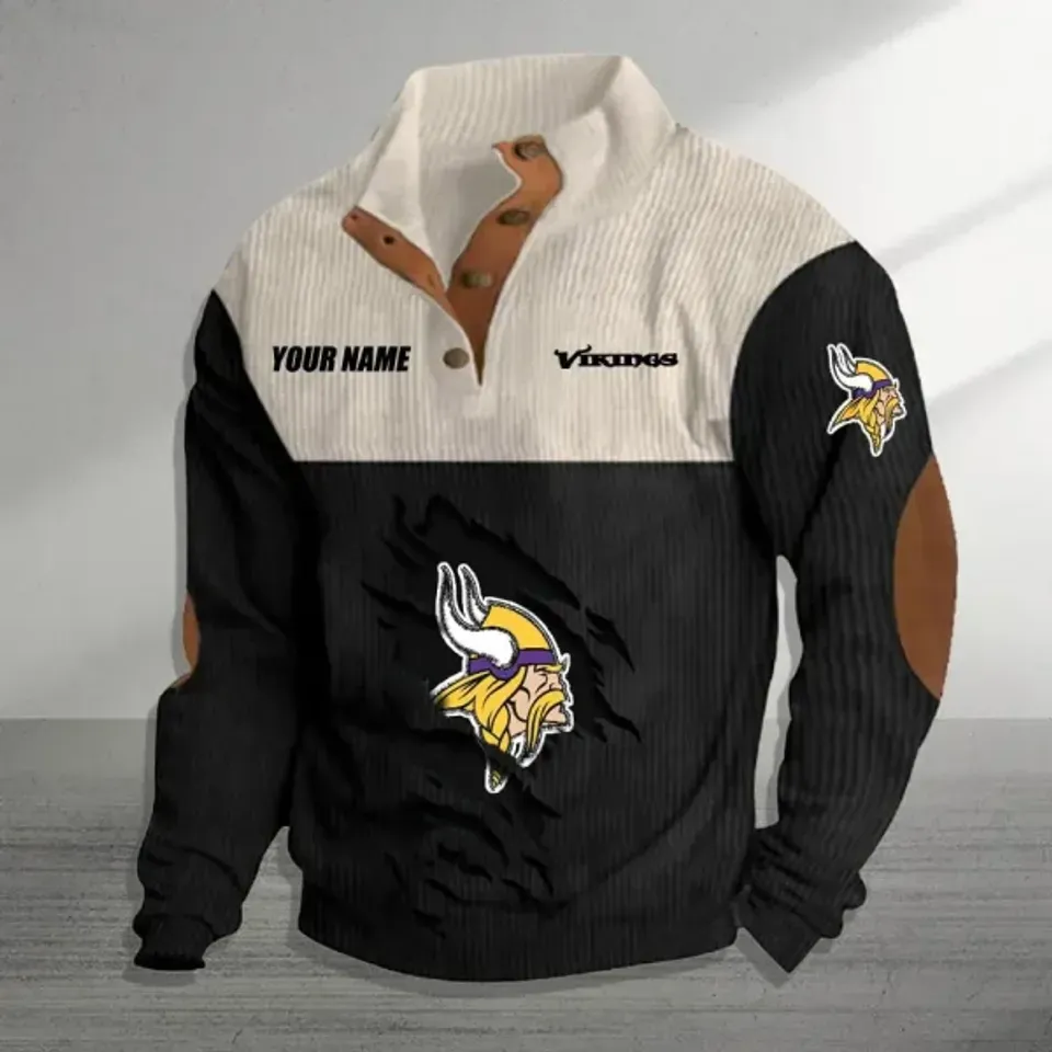 Personalized Minnesota Vikings Sports Corduroy Stand Collar Sweatshirts