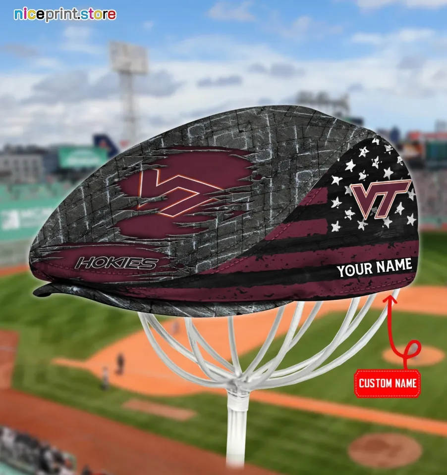 Virginia Tech Team Hokies Jeff Cap Driving Cap Golf Cap Newsboy Cap Flat Cap