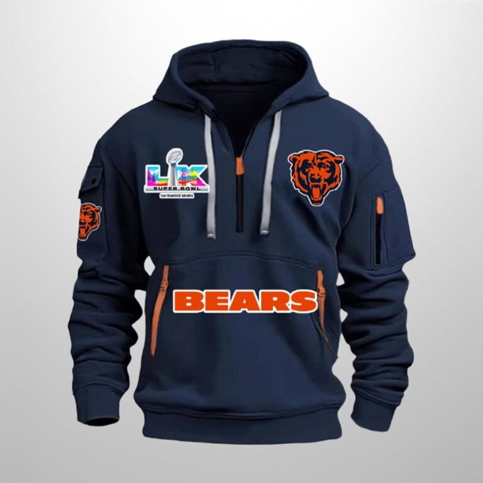 Chicago Bears 2026 SB LX Hoodie Half Zipper, Football Lover Gift