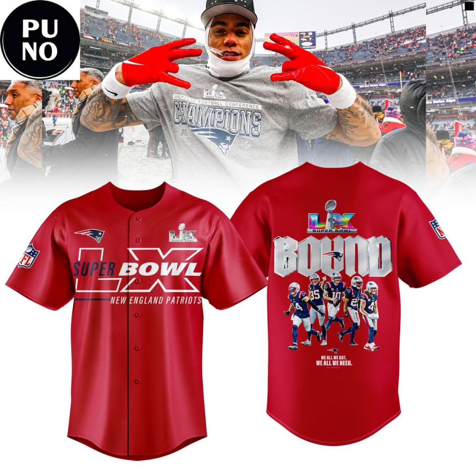 New England Patriots AFC Champions Super Bowl LX Bound Baseball Jersey