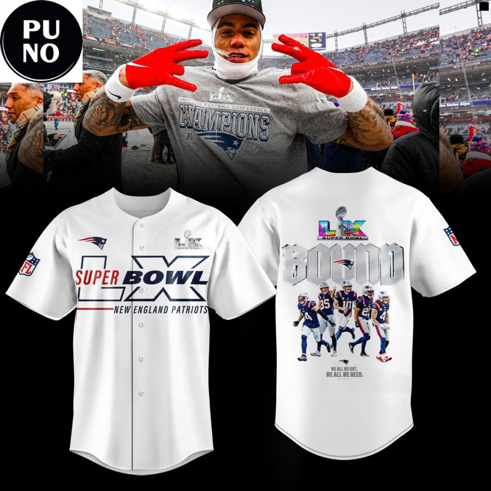 New England Patriots AFC Champions Super Bowl LX Bound Baseball Jersey