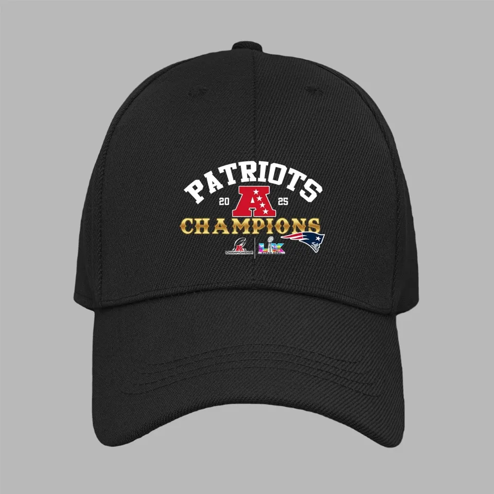 New England Patriots 2025 AFC Champions Baseball Cap