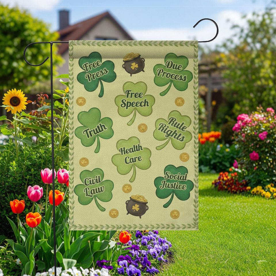 Discover St. Patricks Day Garden Flag: Shamrock Civil Liberties Design
