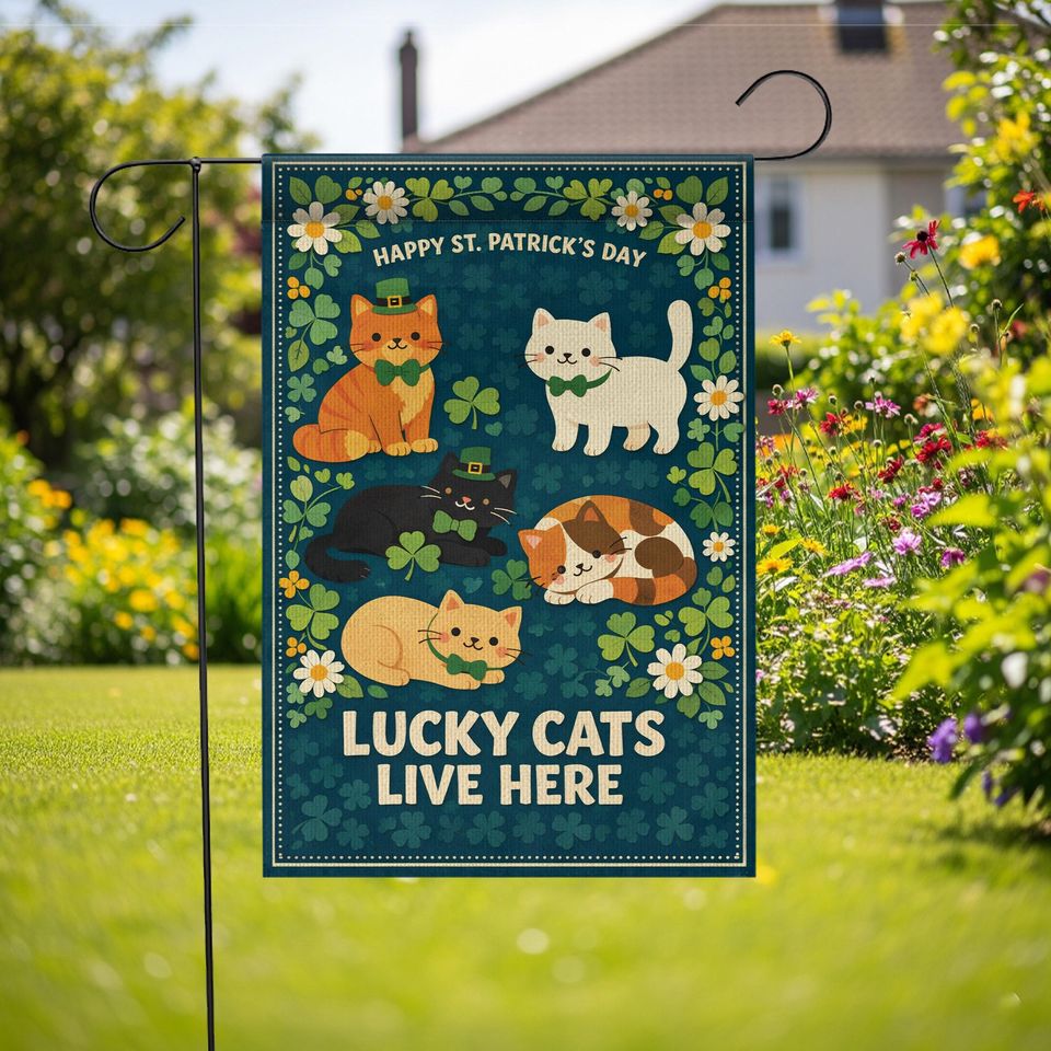 Discover Lucky Cats St. Patrick's Day Garden Flag