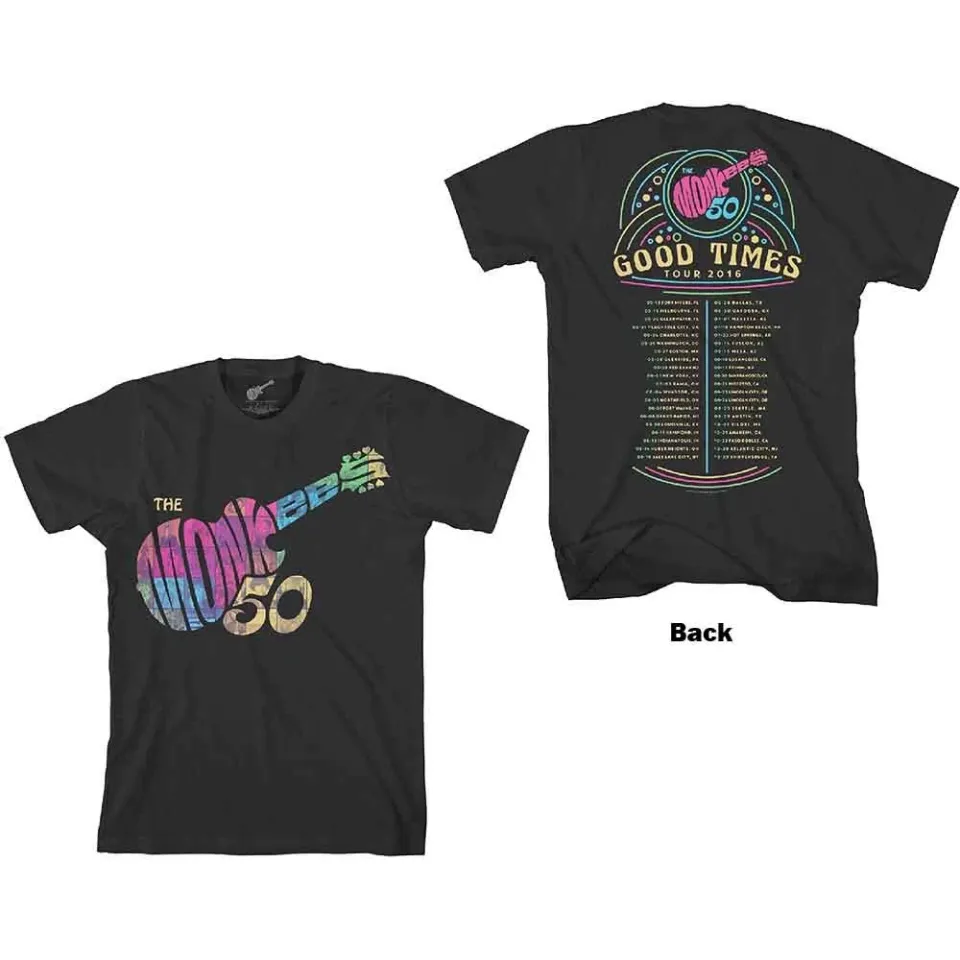The Monkees T-Shirt Guitar Discography Band Logo Mens