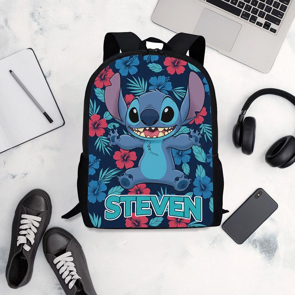 Custom Name Stitch Backpack, Personalized Stitch Schoolbag