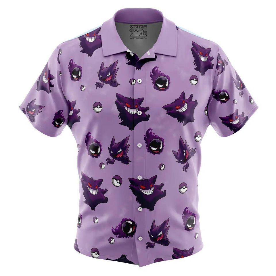Gengar Pattern PKM Hawaiian Shirt Unisex Tropical Summer Vacation Beachwear