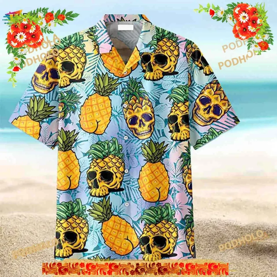 Skull Pineapple Hawaiian Shirt for Summer Vacation