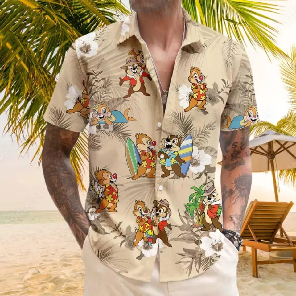 Disney Chip And Dale Tropical Floral Hawaiian Shirt