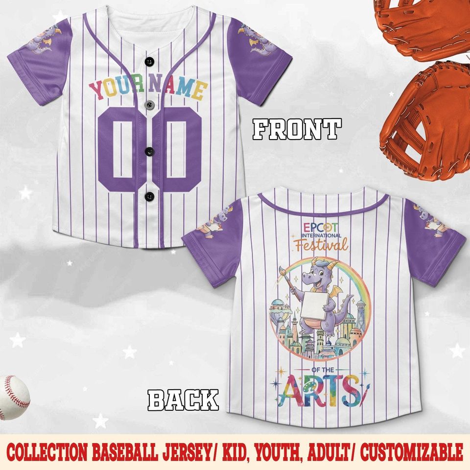 Personalized Figment Baseball Jersey, Custom Epcot Figment Collection Shirt, Disney Dragon Jersey