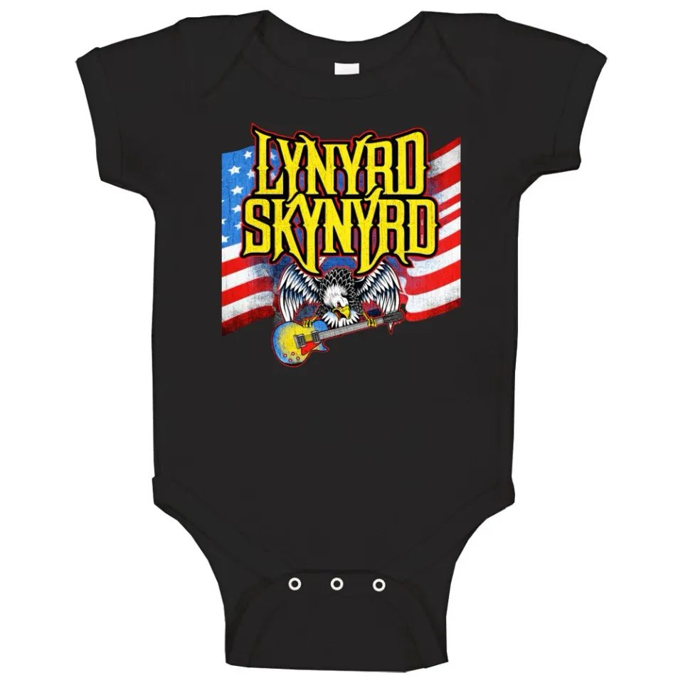 Lynyrd Skynyrd Eagle USA Flag Baby Onesie