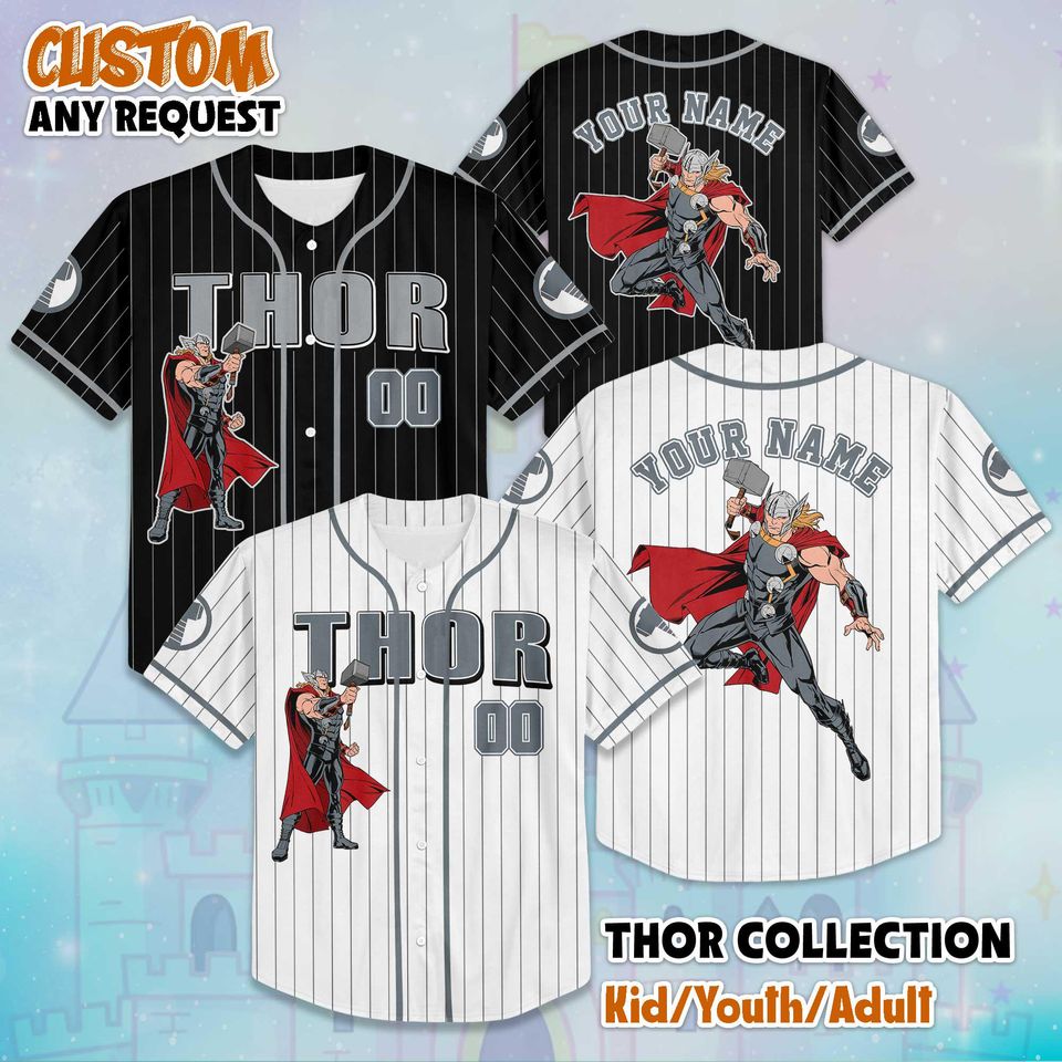 Personalized Thor Baseball Jersey, Custom Superhero Outfit