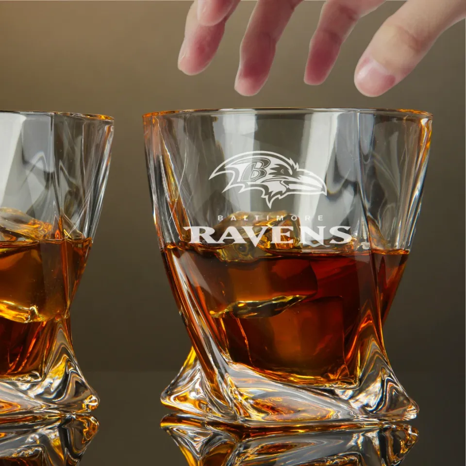Engraved Baltimore Ravens Whiskey Glass – Twisted Rocks Glass