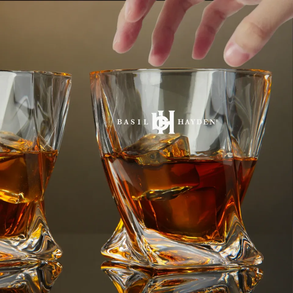 Engraved Basil Hayden Whiskey Glass - Twisted Whiskey Glasses