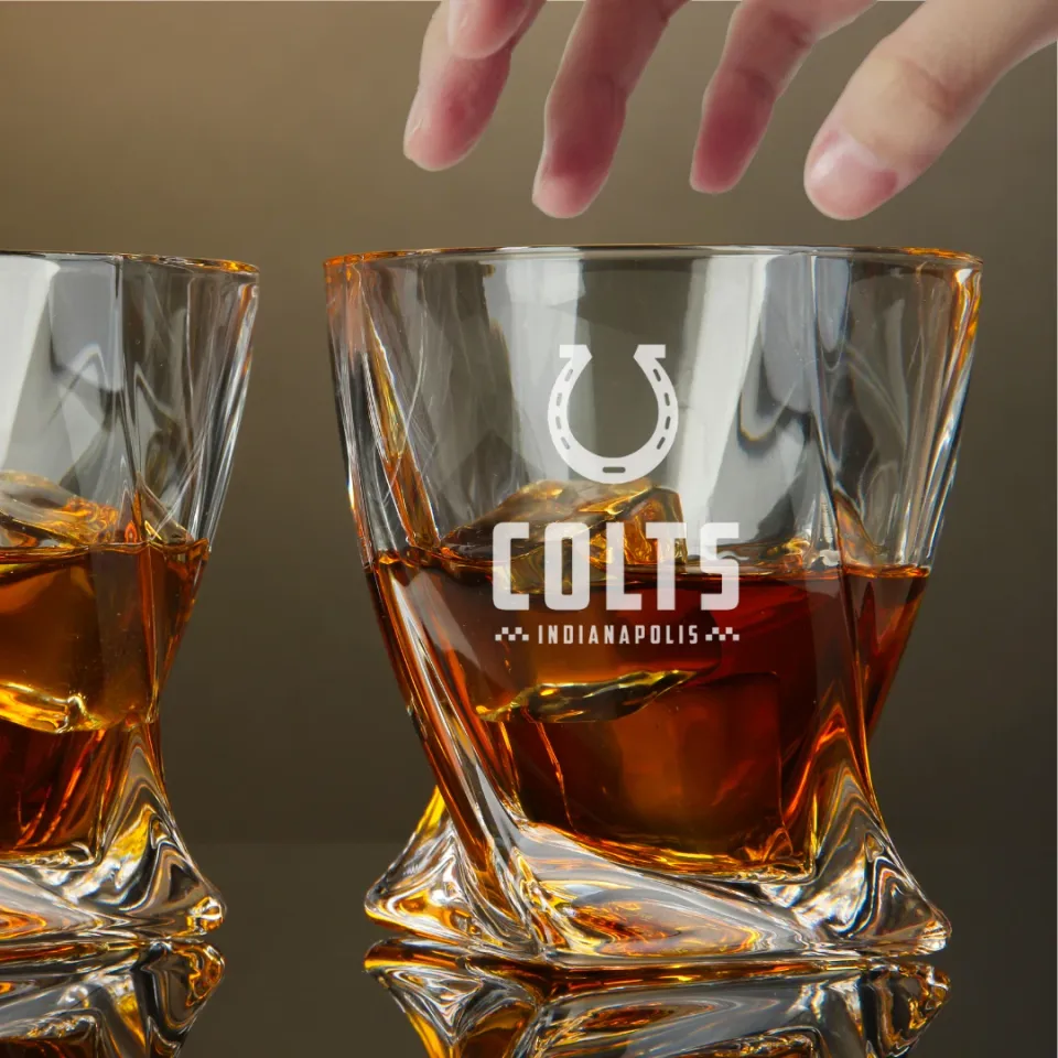 Engraved Indianapolis Colts Whiskey Glass - Twisted Whiskey Glasses
