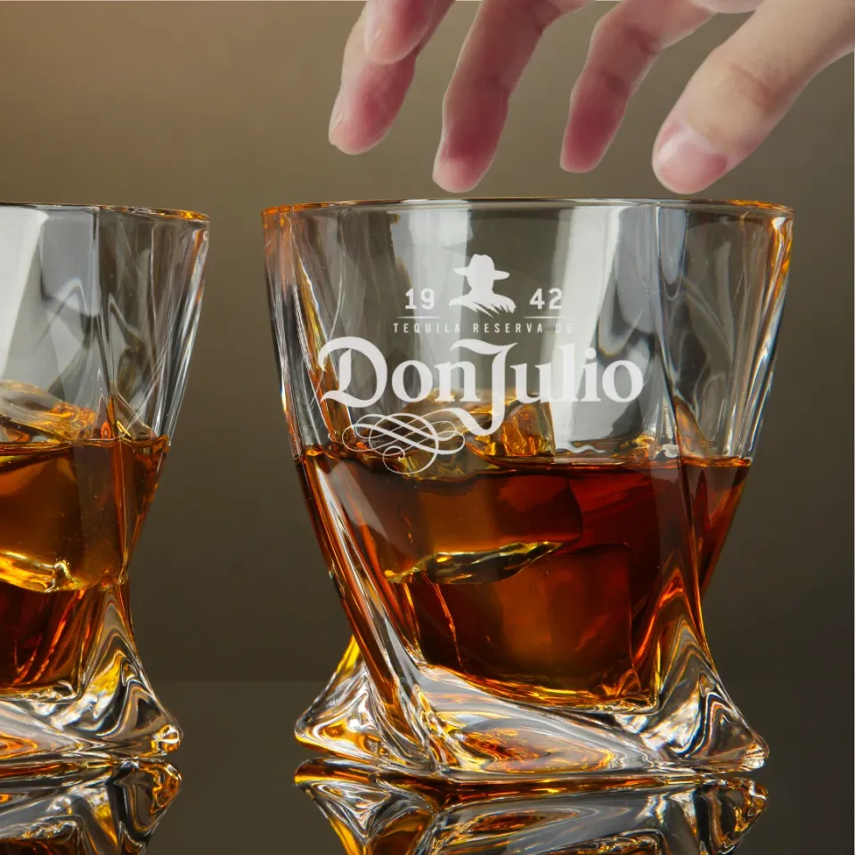Engraved Don Julio Twisted Whiskey Glass - Twisted Whiskey Glasses