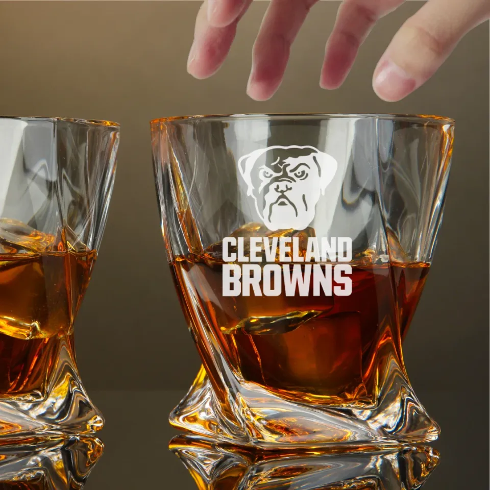 Engraved Cleveland Browns Whiskey Glass - Twisted Whiskey Glasses