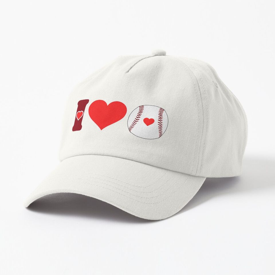 I love baseball ball heart Cap