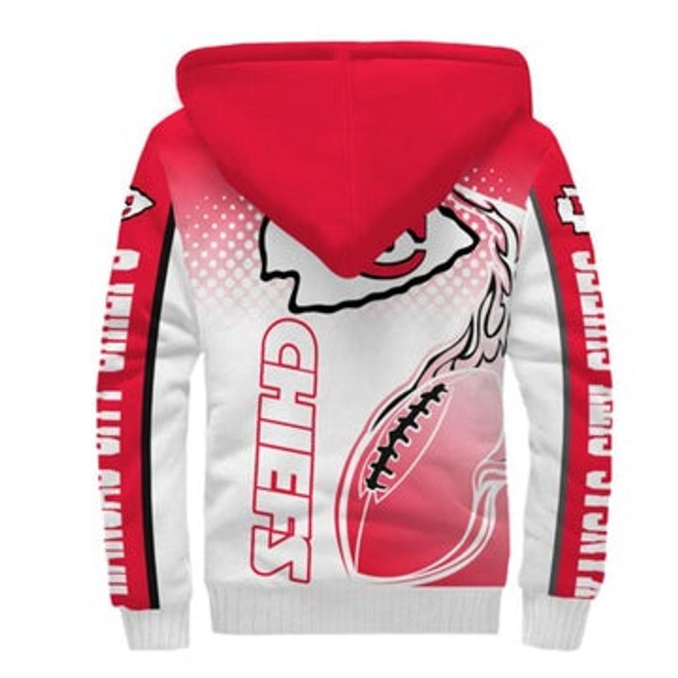 Kansas City Chiefs Fleece Jacket Printed Ball Flame 3D