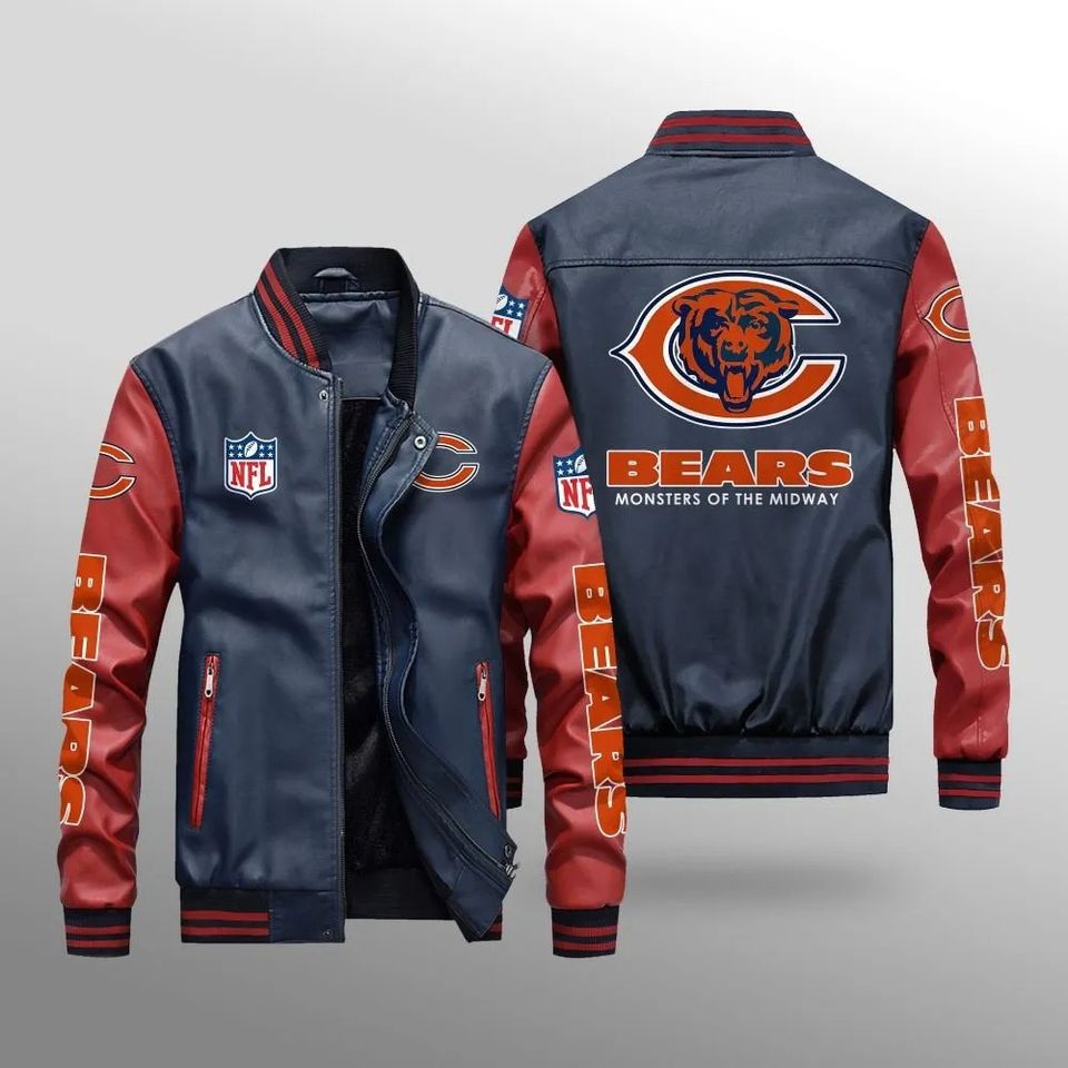 Chicago Bears Leather Varsity Jackets, Football Jacket