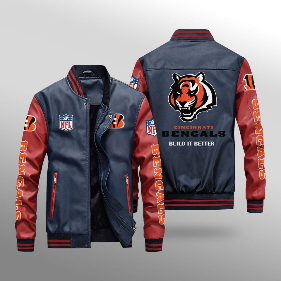 Cincinnati Bengals Leather Varsity Jackets, Football Jacket