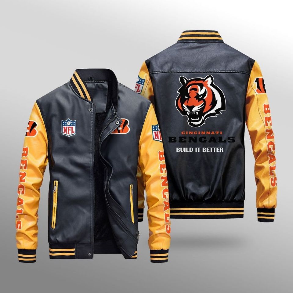 Cincinnati Bengals Leather Varsity Jackets, Football Jacket