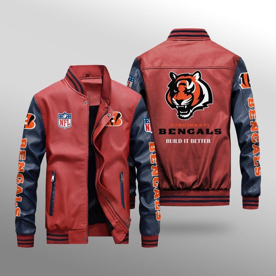 Cincinnati Bengals Leather Varsity Jackets, Football Jacket