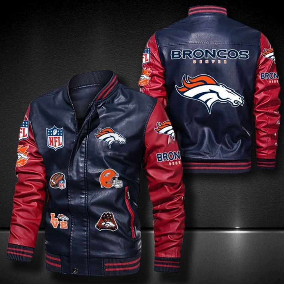 Men’s Denver Broncos Leather Jacket, Football Jacket, Game Day Merch