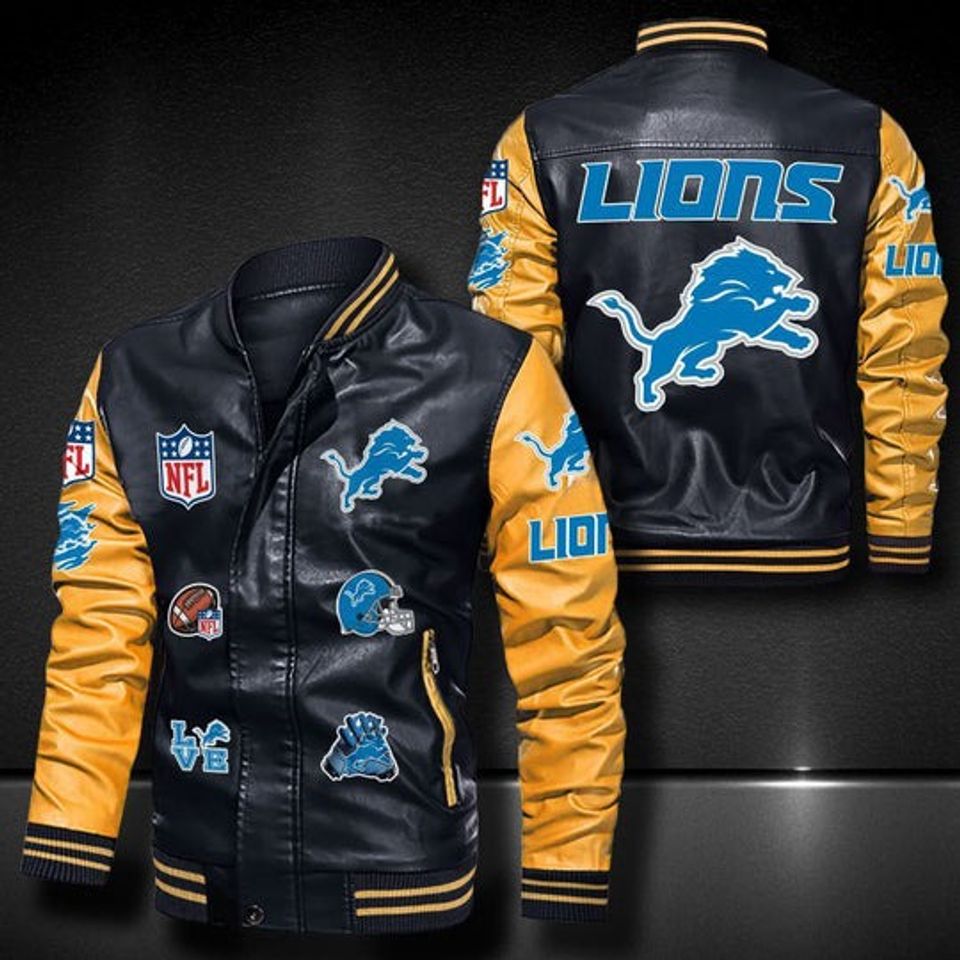 Men’s Detroit Lions Leather Varsity Jackets